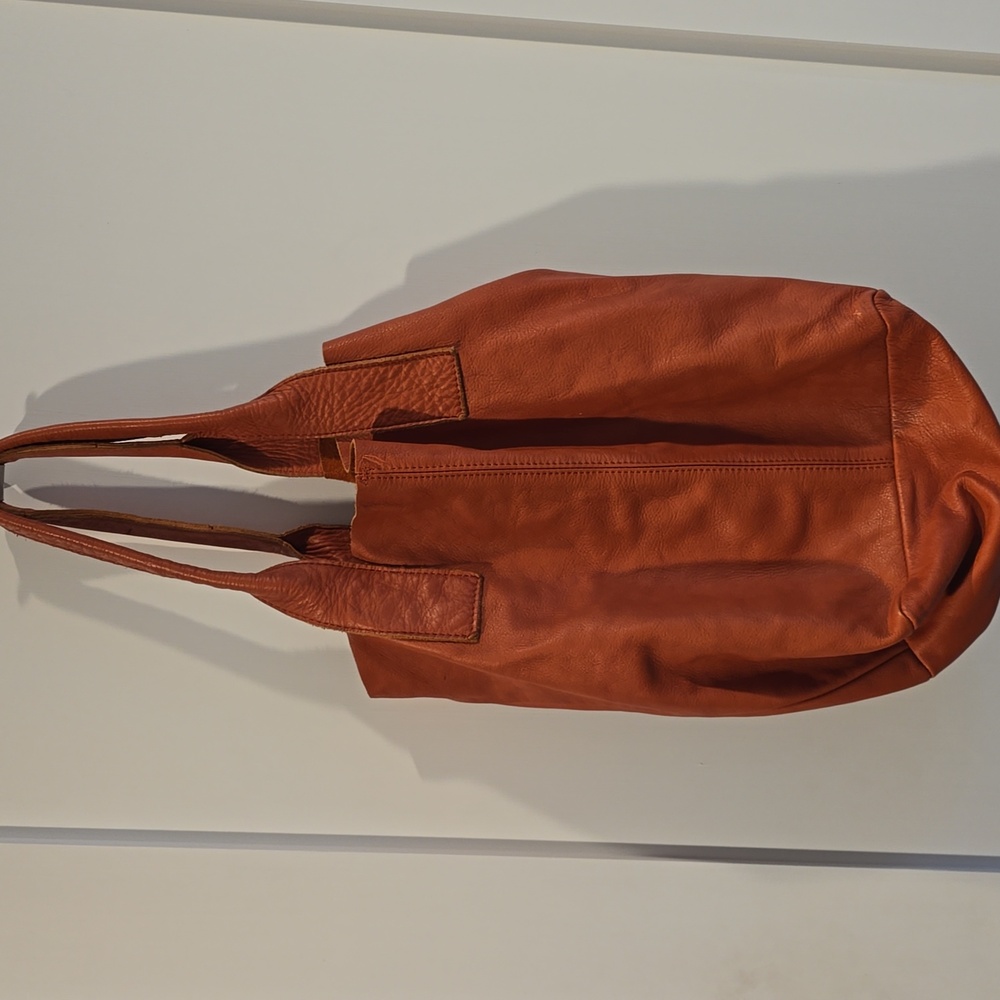 Nardelli Womens Italy Made Orange Large Shoulder Bag Tote Purse Handbag Leather - Picture 7 of 12